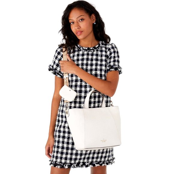 New Kate Spade Rosie Satchel Pebbled Leather Parchment Multi - Picture 3 of 5